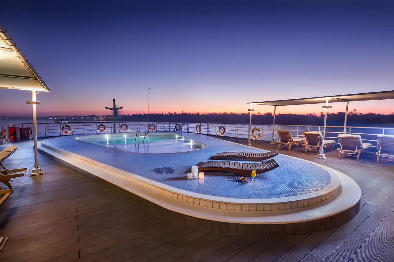Sun deck of the MY Alyssa Nile Cruise Nile cruise